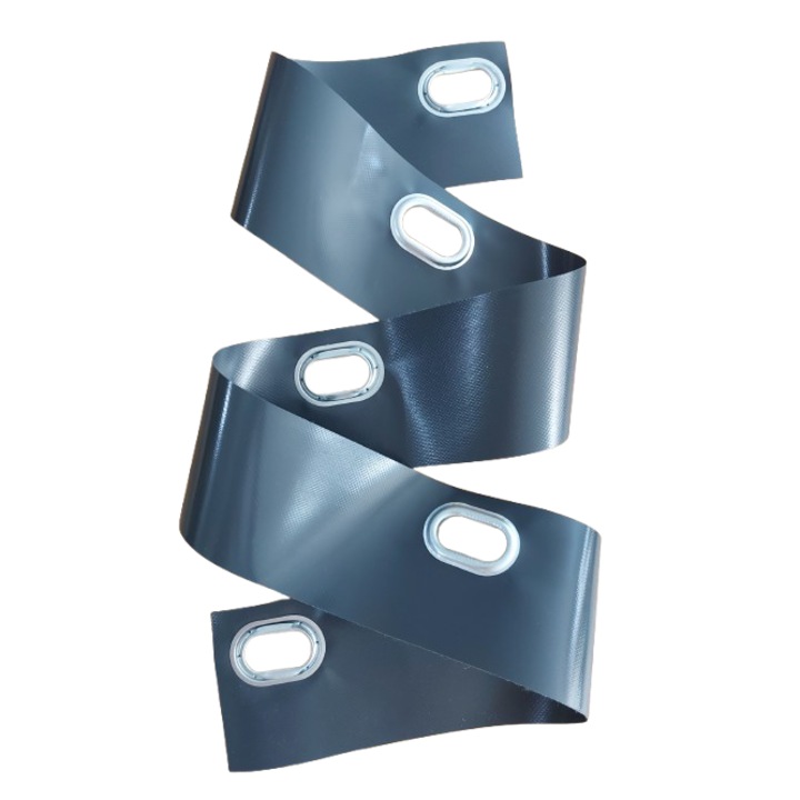 Banda ANTRACIT PVC de Intarire 10 cm latime X 30 metri liniari cu 76 Capse Ovale 42 mm x 22 mm gata montate din 40 cm in 40 cm prindere in bride rotative Intareste Marginile la Folie Transparenta Inchideri Terase lipire termosudura sau adeziv PVC, ITALIKA