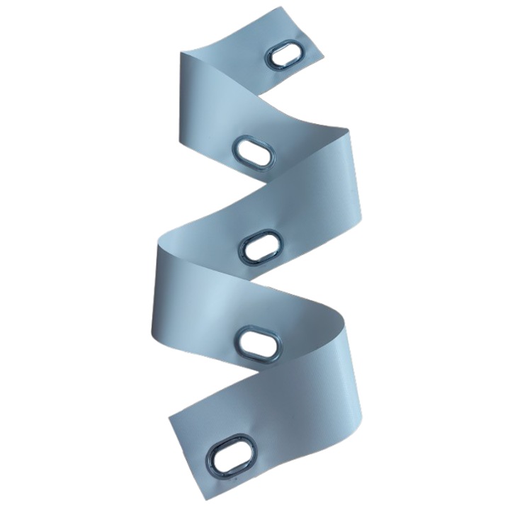 Banda ALB PVC de Intarire 10 cm latime X 30 metri liniari cu 76 Capse Ovale 42 mm x 22 mm gata montate din 40 cm in 40 cm prindere in bride rotative Intareste Marginile la Folie Transparenta Inchideri Terase lipire termosudura sau adeziv PVC, ITALIKA