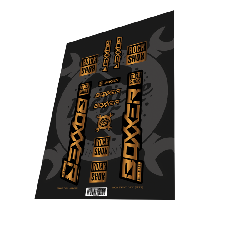 Stickere personalizate pentru Rockshox Boxxer Ultimate Gold 2022 - Laminare lucioasa
