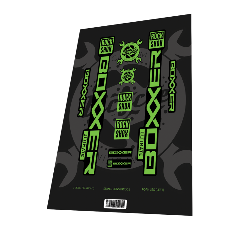 Stickere personalizate pentru Rockshox Boxxer Ultimate Toxic Green 2025 - Laminare mata