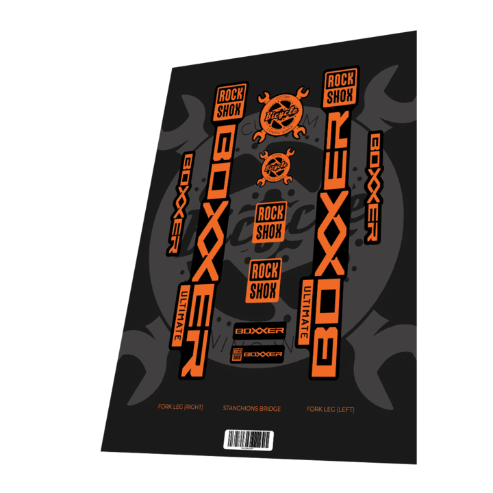 Stickere personalizate pentru Rockshox Boxxer Ultimate Orange 2025 - Laminare mata