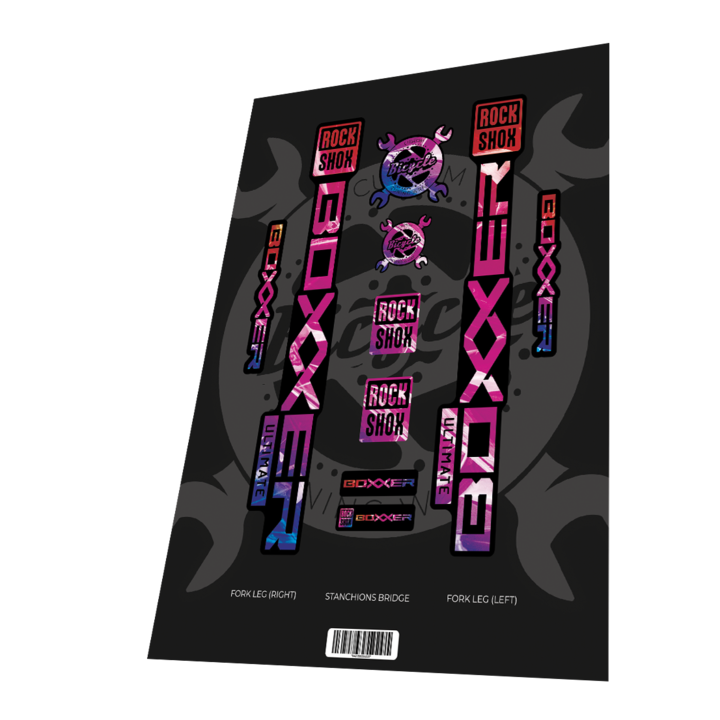 Stickere personalizate pentru Rockshox Boxxer Ultimate Plastic Gradient 2025 - Laminare mata