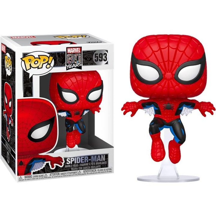 Funko POP Marvel 593 Pókember figura, részletgazdag kivitel, bakelit, többszínű