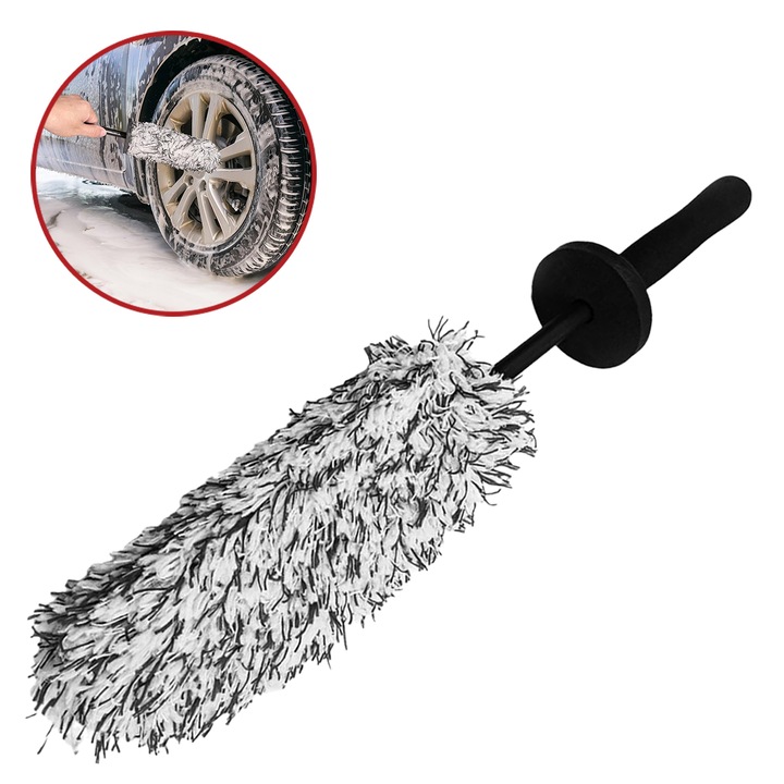 Perie Curatare Jante Auto din Microfibre, Roll Fast, lungime 44 cm, cap perie 22 cm