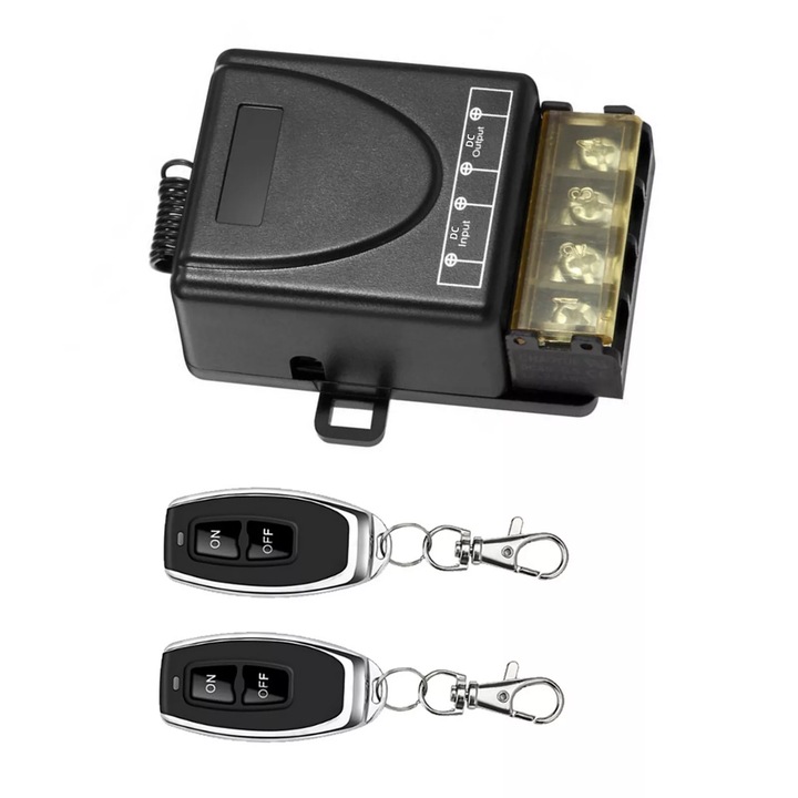 Комплект релеен модул с 2 дистанционни управления, 30A, 433 MHz, черен