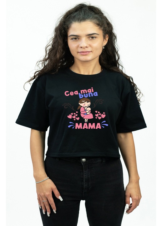 Női crop top „Legjobb anya” mintával