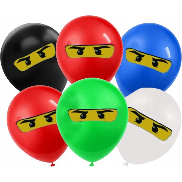 Set baloane cu imprimeu Ninja, Dodo, 12 inch, 6 bucati, multicolor