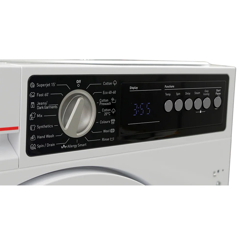 Masina de spalat rufe incorporabila SHARP ES-NIB714BWNA-EE, Steam+,7 kg, AllergySmart, 1400rpm, Clasa A, Alba