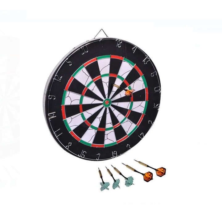 Kétoldalas darts játék 6 db fémvégű dartssal, 46 cm átmérőjű