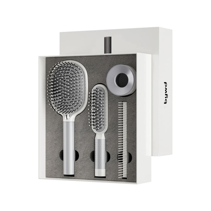 Set Cadou 4in1 Perii si Pieptene Premium cu Perna de Aer, Ideal pentru Orice Varsta, Ocazii Speciale, Aniversari, cu Design Modern, Confort Maxim si Eficienta Pentru Toate Tipurile de Par, Alb