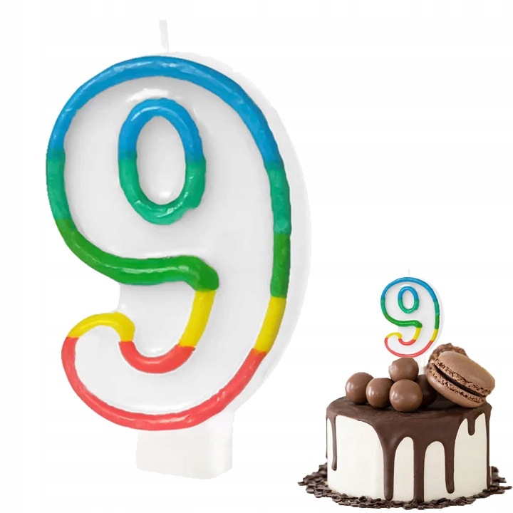 Candle birthday number 9, Dodo, multicolor, 7,4cm, set 1 buc.