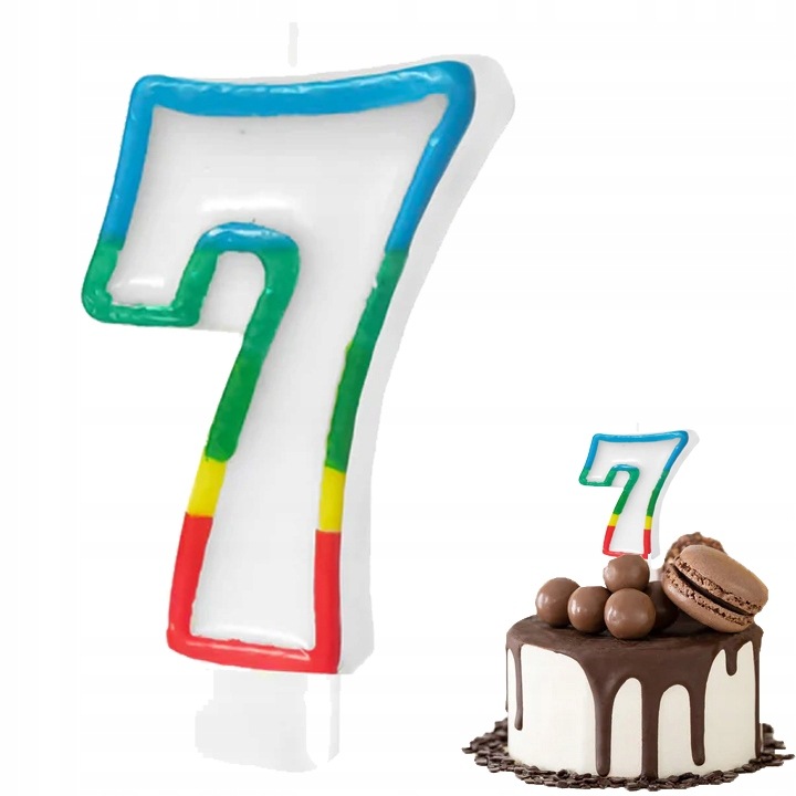 Candle birthday Dodo, number 7, multicolor, 7.4cm, set 1 buc.