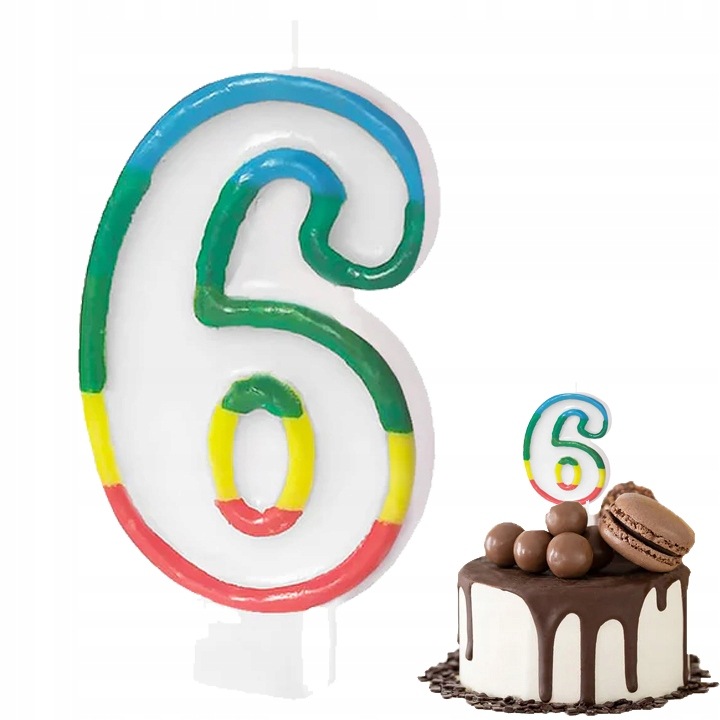 Candle birthday Dodo, number 6, multicolor, 7,4cm, set 1 buc.