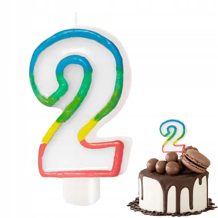 Candle birthday Dodo, number 2, multicolor, 7,4cm, set 1 buc.