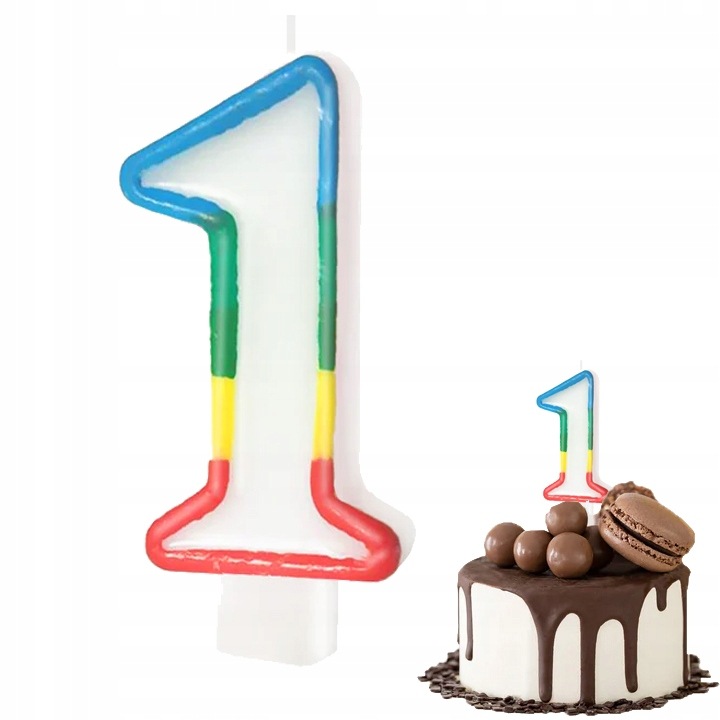 Candle birthday Dodo, number 1, multicolor, 7,4cm, set 1 buc.