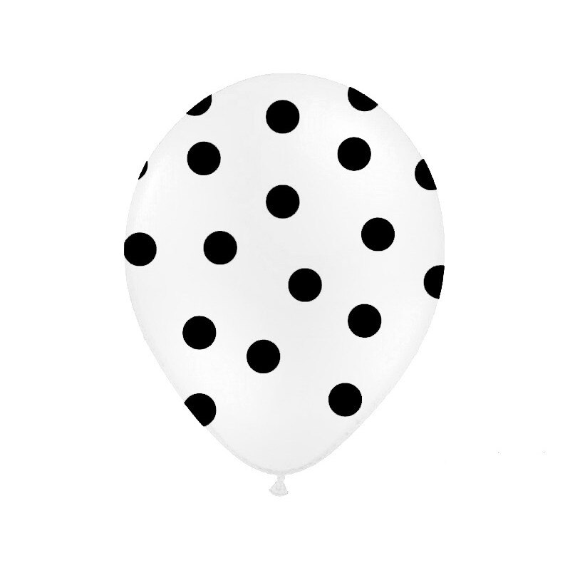 Baloane albe cu buline negre, 30cm, 5 buc/set