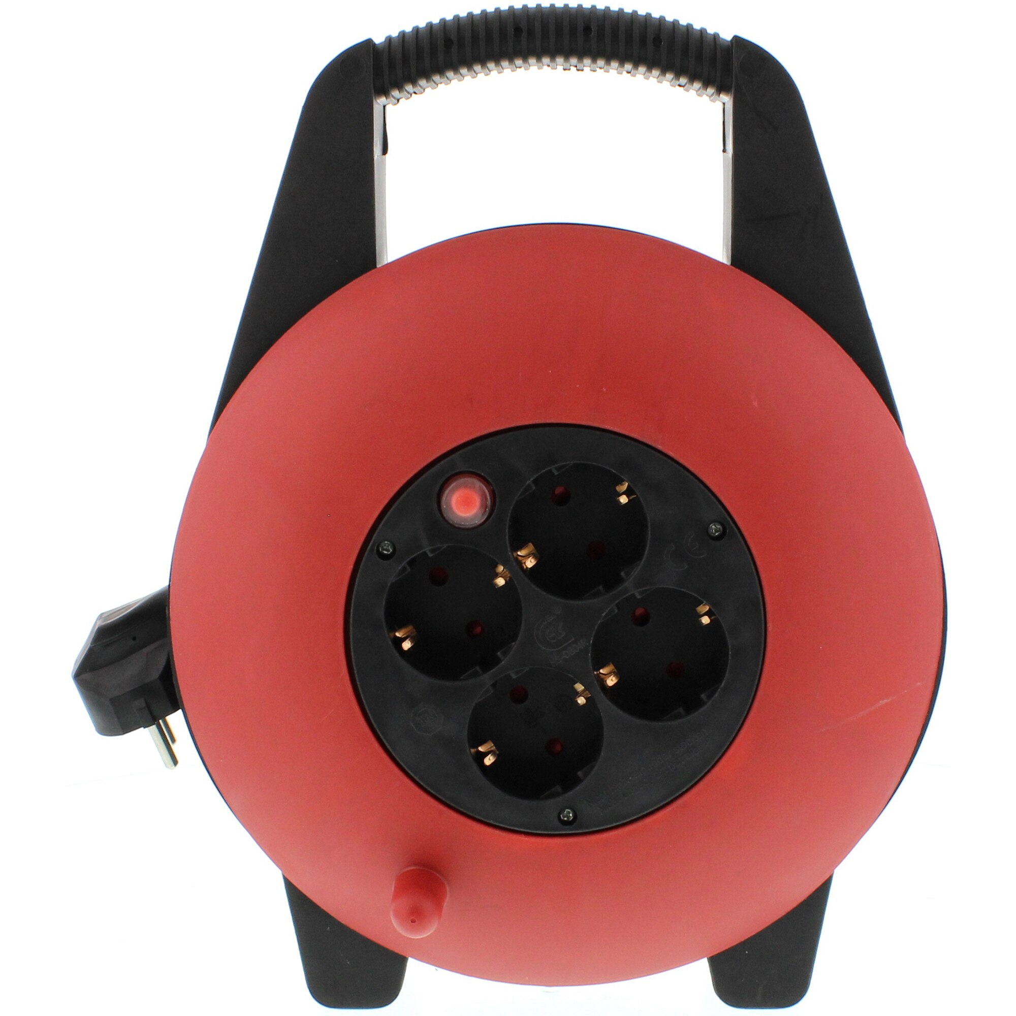 Prelungitor cu tambur Well, cu termosiguranta, 4 prize, 1.5mm, IP20, 10 m