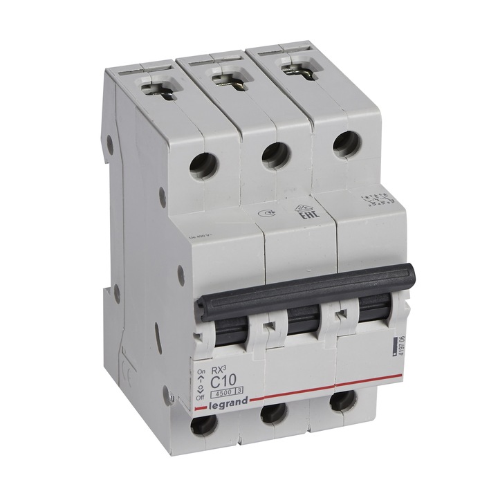 Siguranta Automata 3P C 10A curba de declansare C, capacitate de rupere 4.5kA LEGRAND