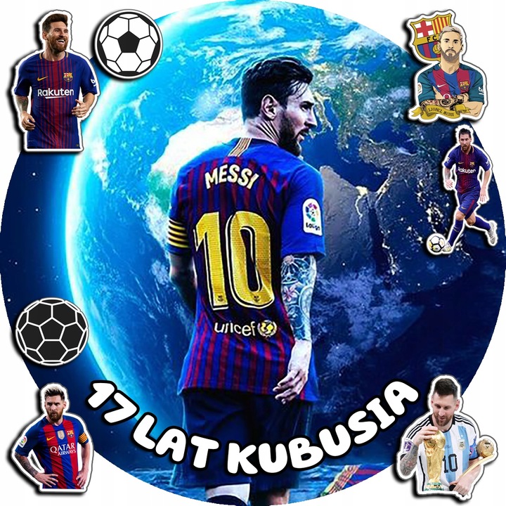 Oplatek tort 30cm, World Case, fotbal MESSI, set cu 7 figurine, jucarie comestibila
