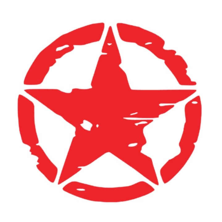 Set 2 stickere in forma de stea, pentru usi, rosu, 30x30cm