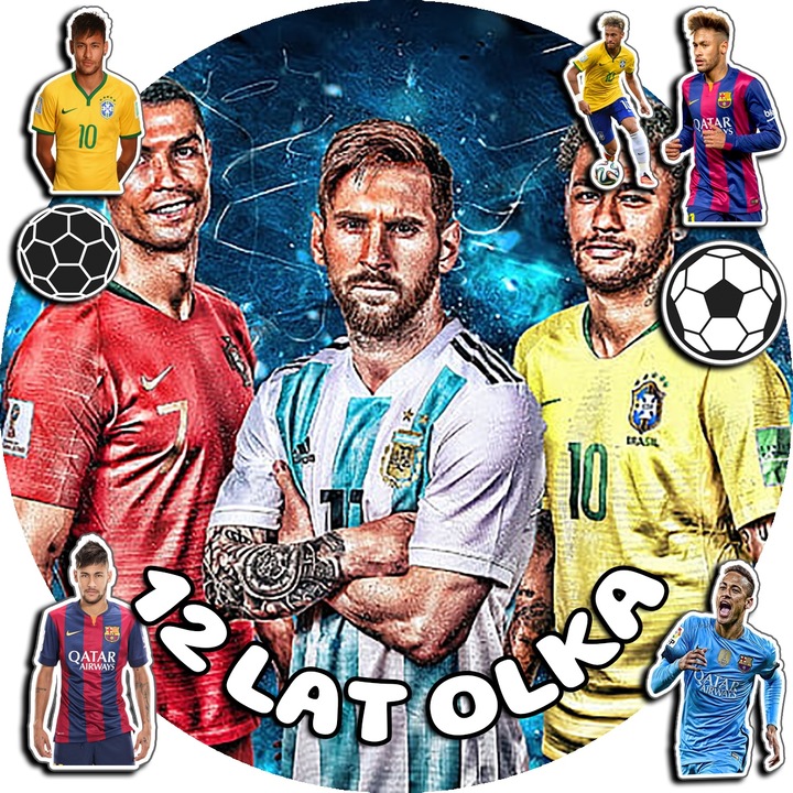 Oplatek tort 30cm, World Case, fotbal Neymar, set cu 7 figurine, jucabil