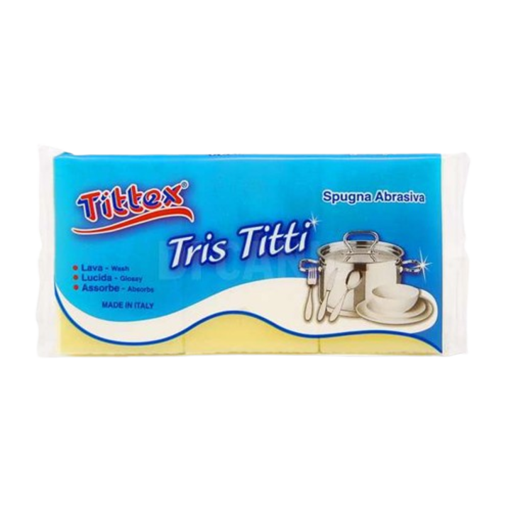 Set 3 bureti vase Tittex Dublo Titti, cu suprata burete si suprafata dura