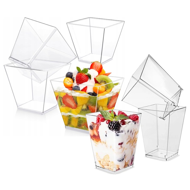 Комплект от 6 десертни чаши, World Case, пластмаса, за многократна употреба, 120 мл, 3,7x5,7 см, прозрачни