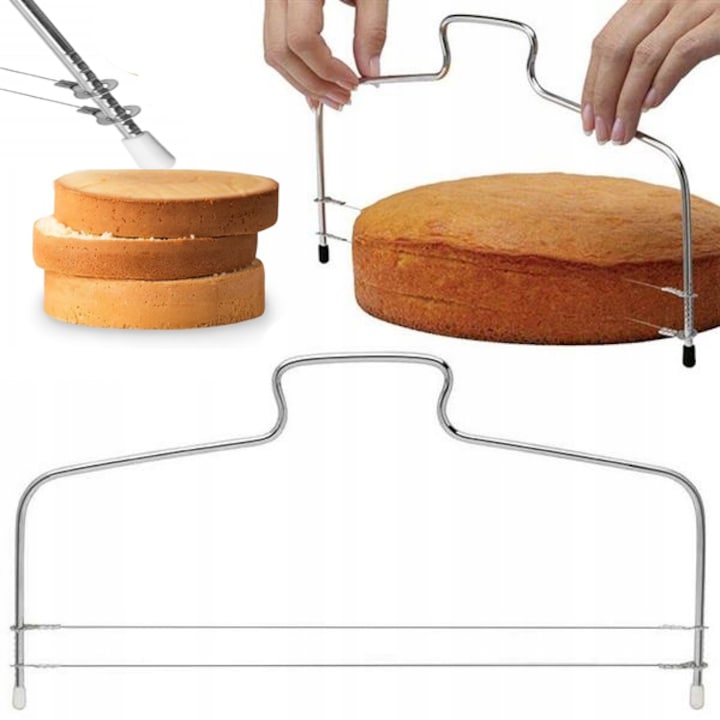 Нож за рязане на торта, World Case, 2 връвчици, 33 см, сребрист