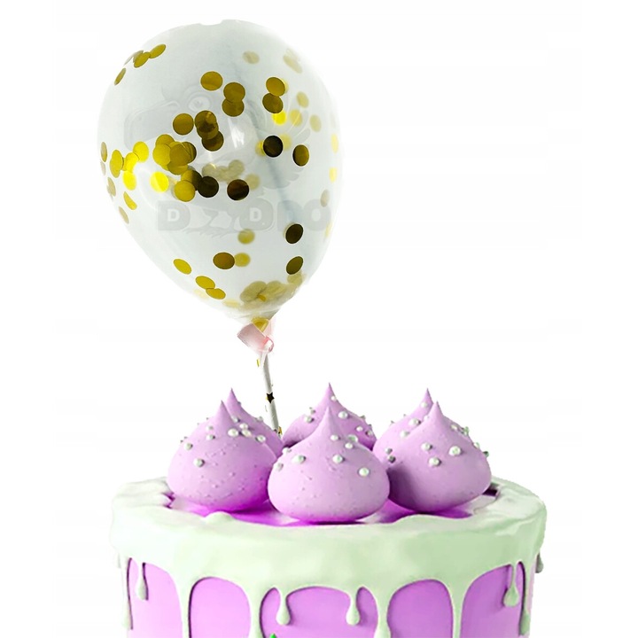 Топер за торта с балон, World Case, смесени цветове, 15x10 см, комплект 1 балон, 2 пръчици, 1 панделка