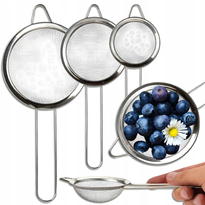 Комплект от 3 цедки, World Case, неръждаема стомана, 5.5x16cm, 7x18.4cm, 8x19.4cm, сребро