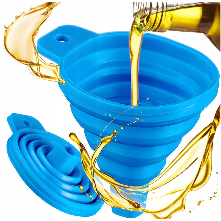 Сгъваема силиконова фуния, World Case, 8x7 см, синя