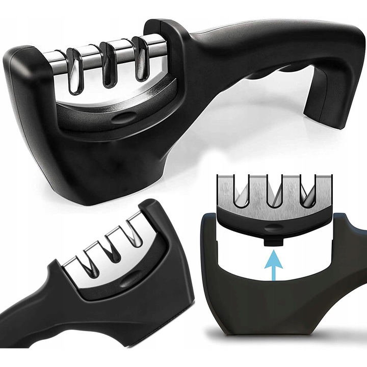 Острилка World Case 3 в 1, ергономична, неплъзгаща се, черна