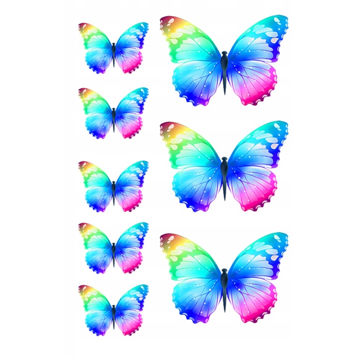 Комплект от 8 броя временни татуировки за деца World Case, Butterflies, 3 години+