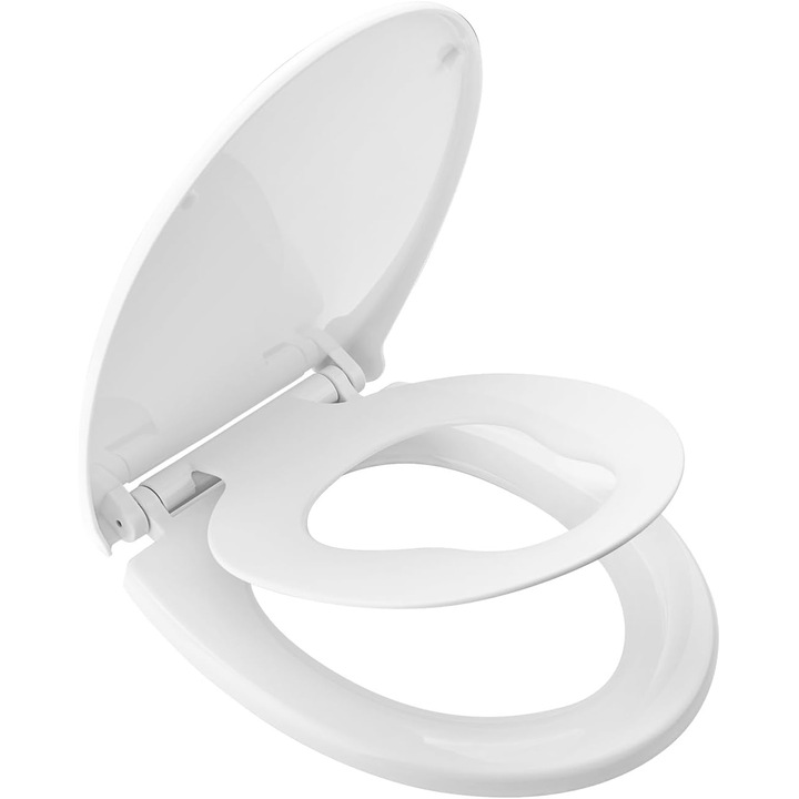 IBERGRIF 2 az 1-ben WC-ülőke, Lassan záródó mechanizmus, Gyors össze-/leszerelés funkció, Ovális, Antibakteriális, A legtöbb WC-hez alkalmas, Méretek 37,3 x 46,5 x 2,51 cm, M41002-2 modell