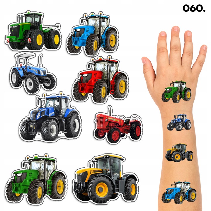 Комплект от 8 броя временни татуировки за деца World Case Модел ТРАКТОР