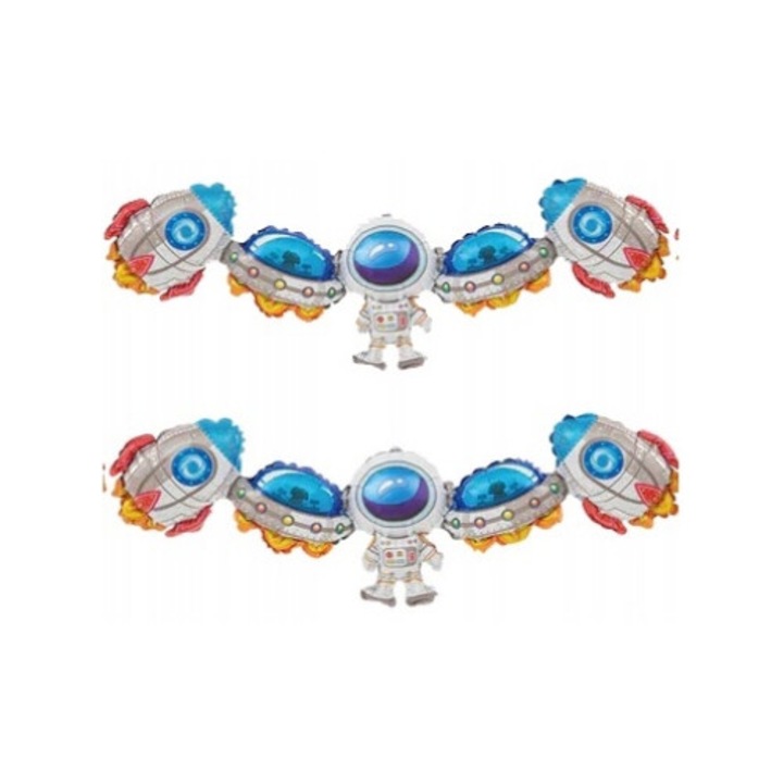 Гирлянд от балон космически астронавт, 206x34 см, многоцветен