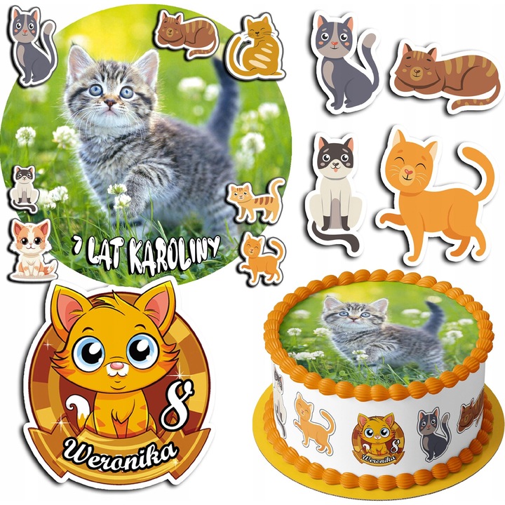 Аксесоари за торта 30 см, кутия World, котки