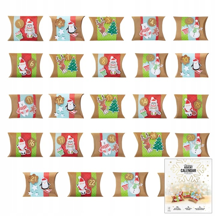 Adventi naptár karácsonyi dobozok, 24db