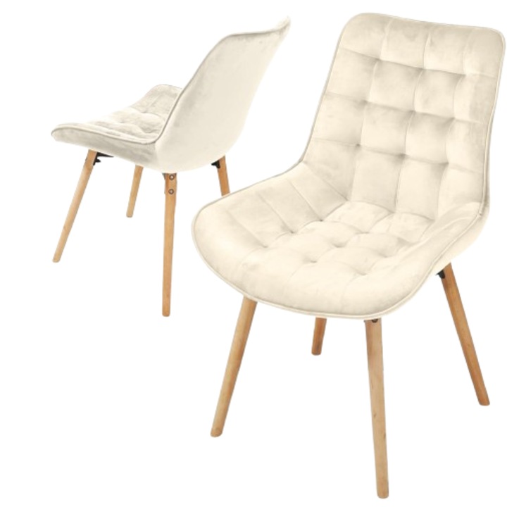 Set 2 scaune de masa, crem, MIADOMODO®