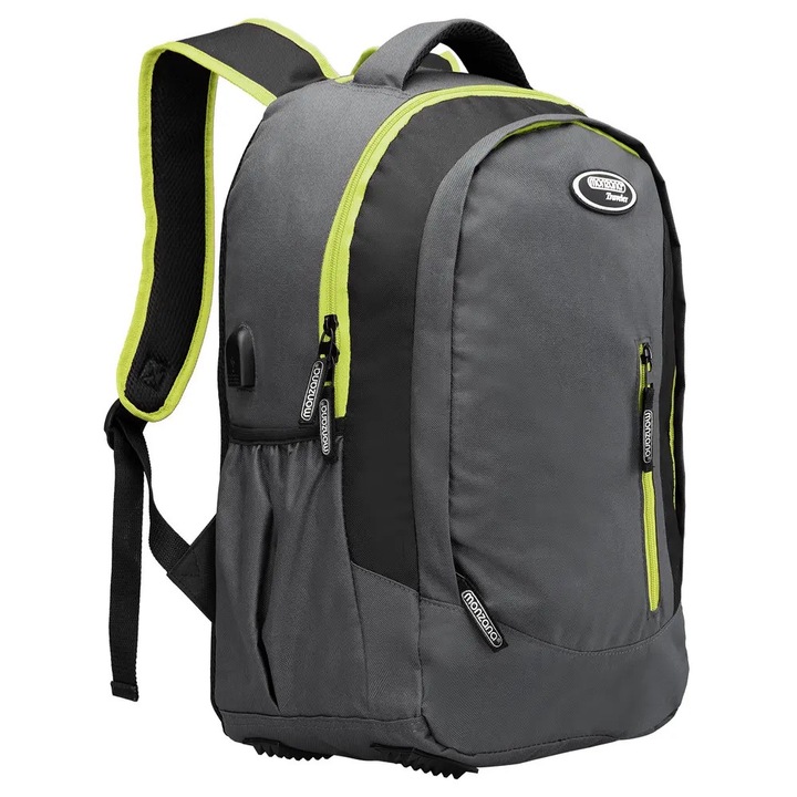 Rucsac sport Monzana, pot USB, impermeabil, gri/verde, 34 L