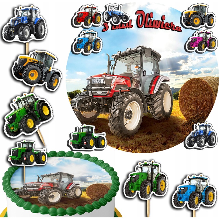 Set oplatek tort 20cm + toppere 3D, tema: tractor, World Case
