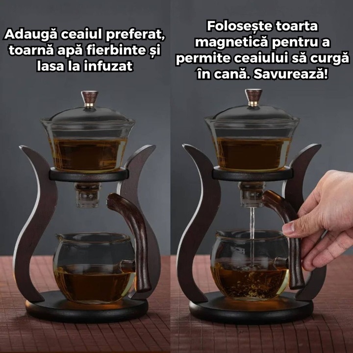 Полуавтоматична кана от топлоустойчиво стъкло, AHA PRINT®, елегантен и иновативен дизайн, магнитно регулиране на потока, опушено стъкло