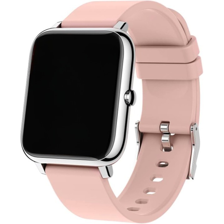 Ceas smartwatch Judneer, ecran tactil de 1 "4", IP67 rezistent la apa, tracker de activitate si pedometru, compatibil Android si iOS, Roz