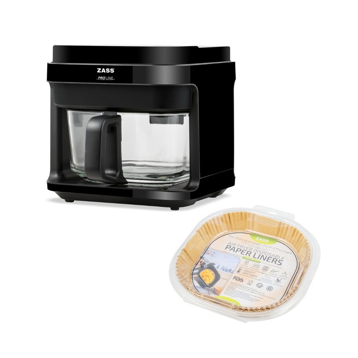 Фритюрник ZASS ZAF 09 ЧЕРЕН с комплект от 100 бр Хартия за печене за Airfryer ZASS ZPL 04