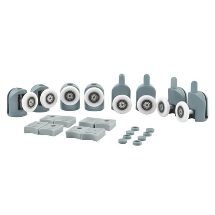 Set 8 rotite pentru cabina de dus, Ruhhy, PP, otel inoxidabil, 24x47mm, 24x34mm