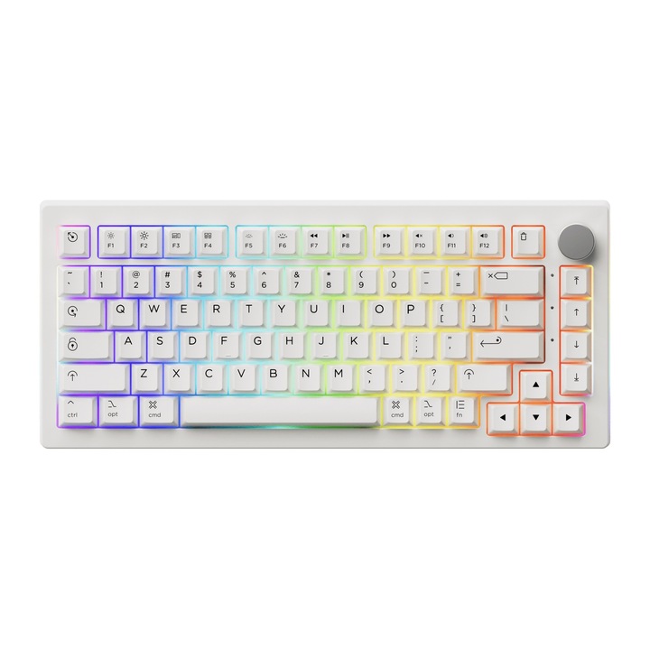 Механична клавиатура Akko 5075B Plus Air 2.4GHz, Безжична, Bluetooth 5.1, USB, Суич Akko V3 Piano Pro, Бял