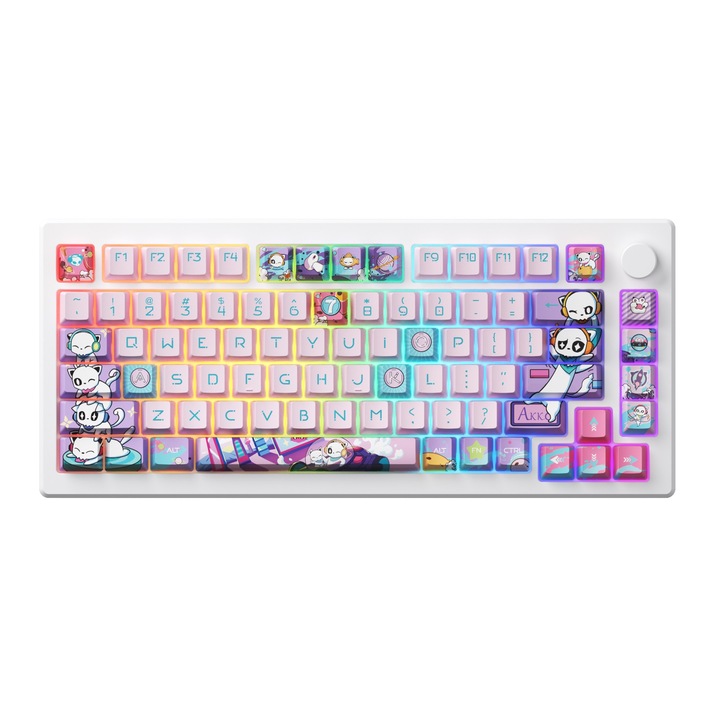Tastatura Magnetica Wireless Akko 7th Anniversary MOD 007 PC 2.4GHz, Bluetooth 5.1, USB, RGB, Hot-Swap, Akko Cream Yellow Magnetic Switch
