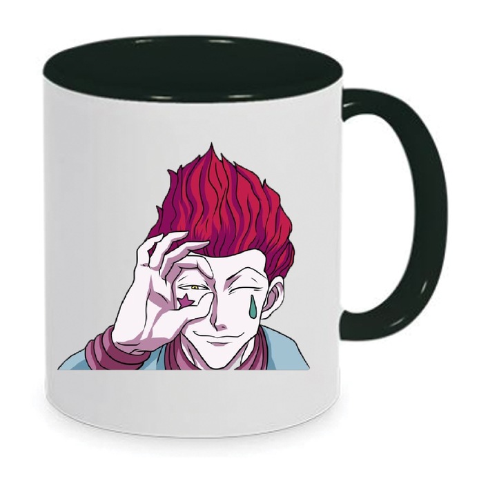 Cana ceramica Hunter x Hunter Hisoka, alb-negru, 330ml