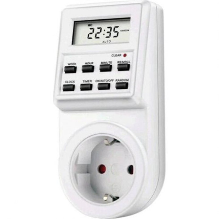 Програмируем контакт, цифров, таймер, ключ с Kludoo® контакт, IP44, 2300W, бял