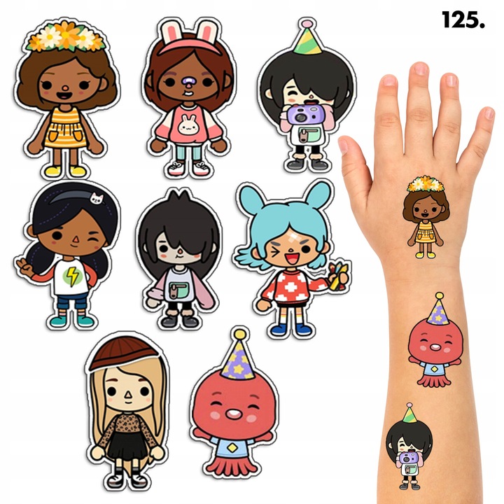 Временни татуировки за деца, World Case, комплект от 1 лист, многоцветен, 100x70 мм